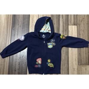 Disneyland Kids Blue Hoodie with Embroidery & Patches For Lots Of Rides - XS
